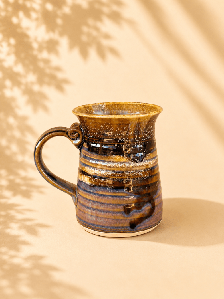 Handmade glazed pottery vessel
